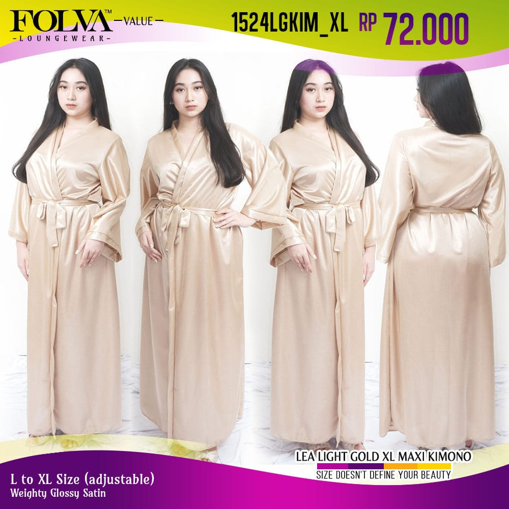 FOLVA Kimono panjang baju tidur wanita satin XL big size jumbo