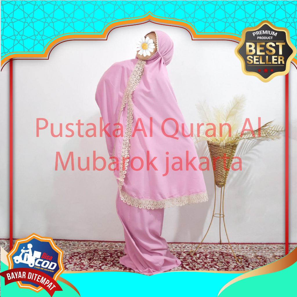 Mukena Katun Renda Besar Mewah 2in1 Free Tas Rukuh Bahan Katun Mikro Lembut Terbaru Free Tas Ukuran 
