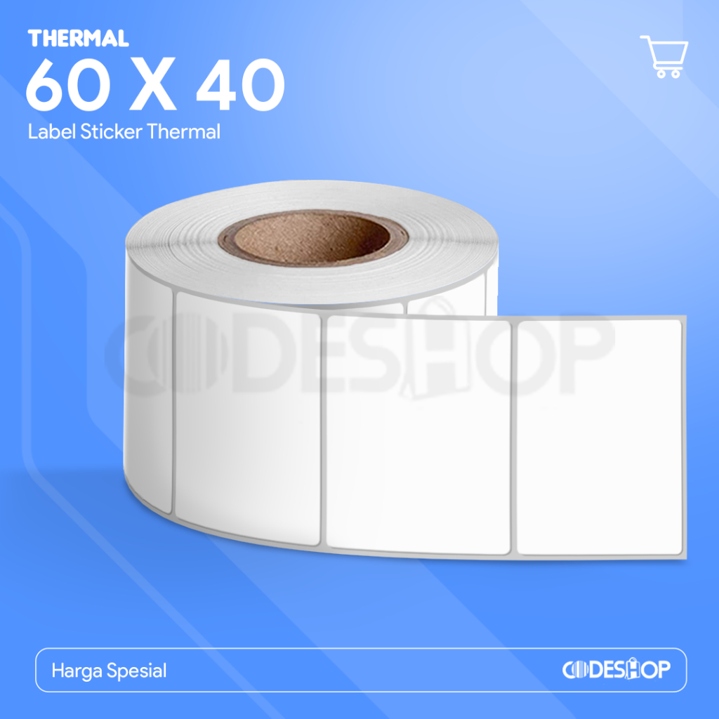 

Stiker Label Thermal 60 x 40 mm 1 Line isi 500 Pcs Gap Perforasi