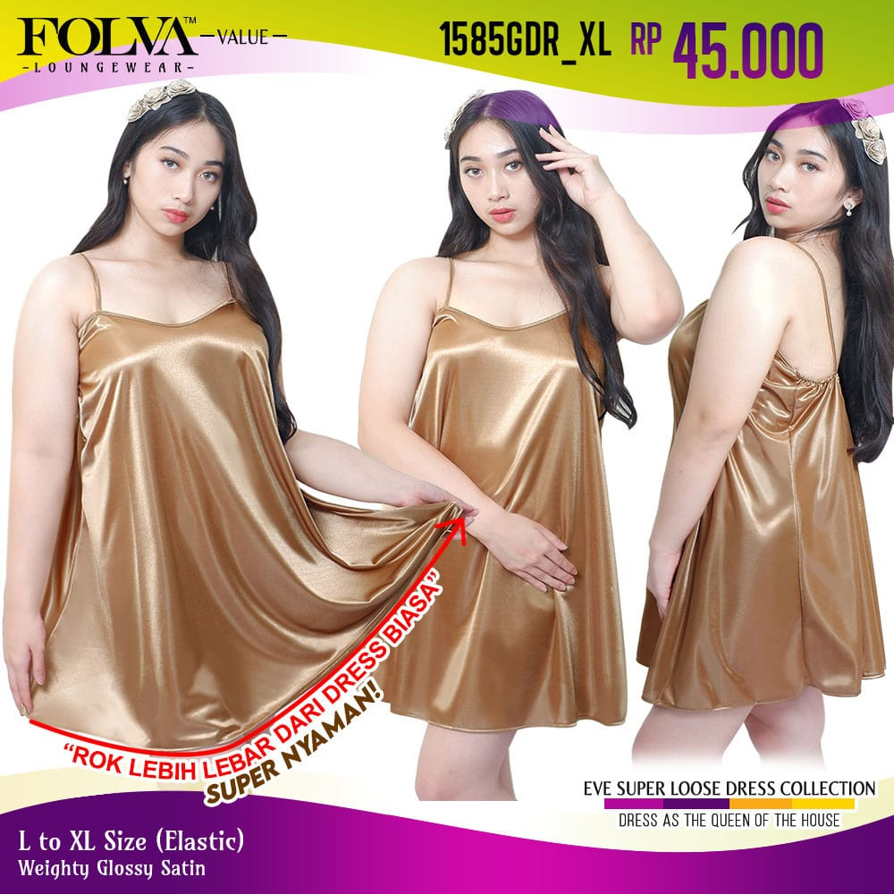 FOLVA lingerie tanktop dress satin mekar big size jumbo