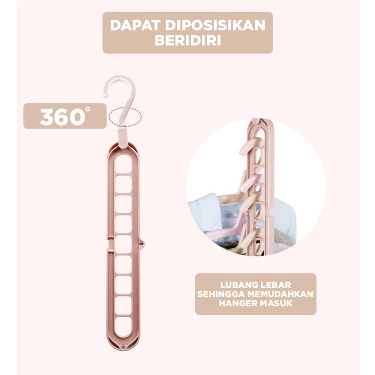 HANGER FOLDABLE GANTUNGAN BAJU LIPAT AJAIB 9 IN 1 MULTIFUNGSI | MAGIC HANGER