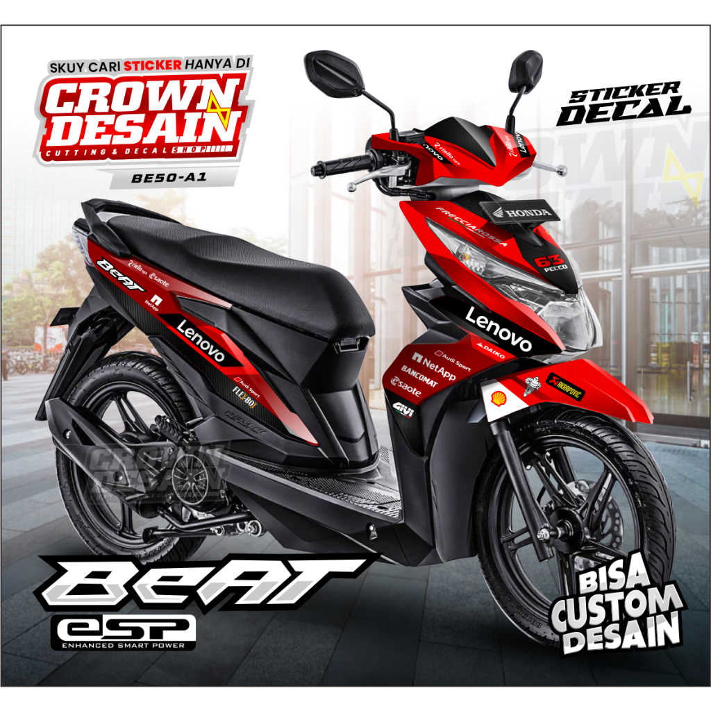 STIKER DECAL BEAT ESP 2019 LIVERY DUCATI - STRIPING BEAT ESP HOLOGRAM KODE BE