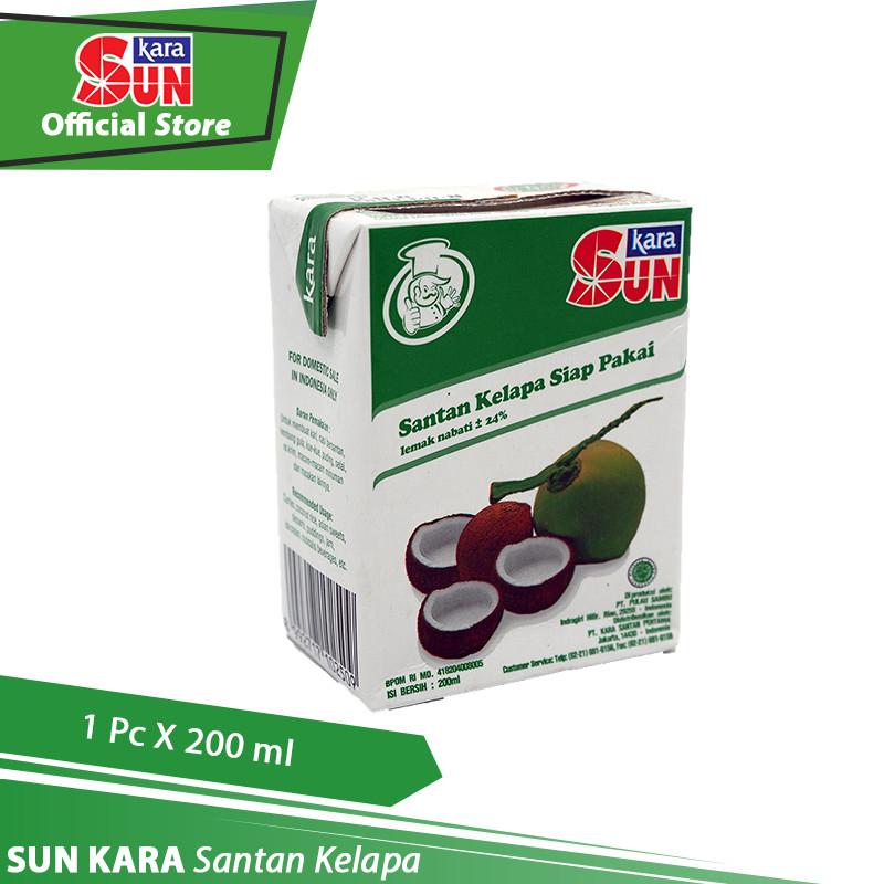 

Santan Kelapa Cair Sun Kara Sunkara 200ml Kemasan Kotak Satu Dus isi 12Pcs