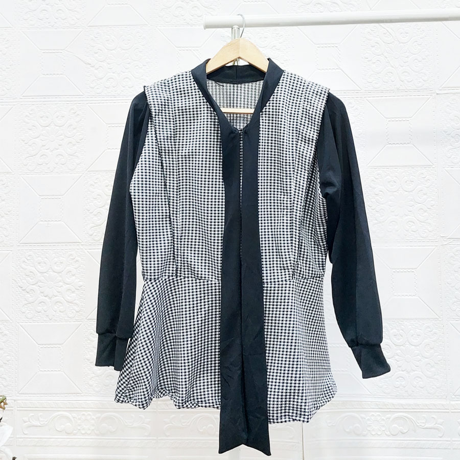 CARLINA KARREN KOTAK BLOUSE WANITA KOMBINASI TALI