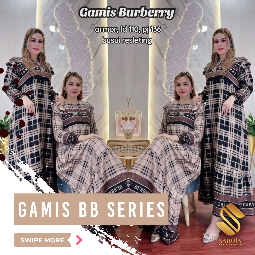 Saroja | Gamis Bb Import Dress Kekinian | SJ Fashion