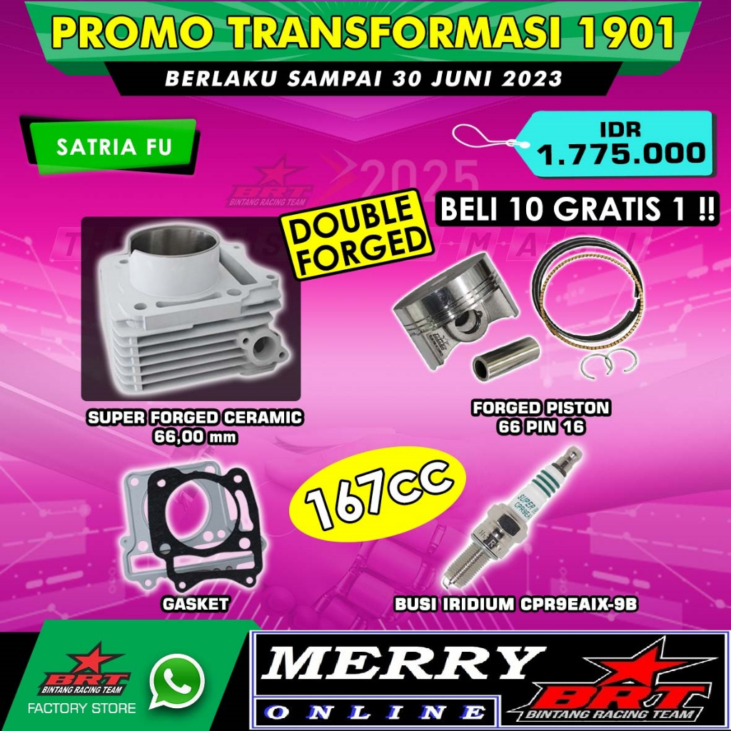 Paket Bore Up BRT Blok Ceramic Piston Suzuki Satria FU Ceramic 66mm