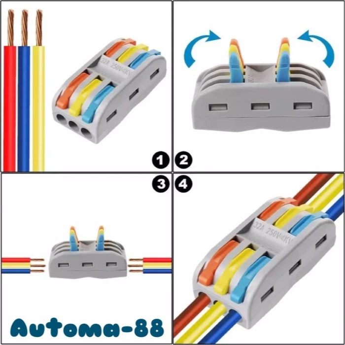 Sambungan Kabel Listrik Quick Connect 2 or 3 Wire Connector Spring Terminal 200w or 3,000w