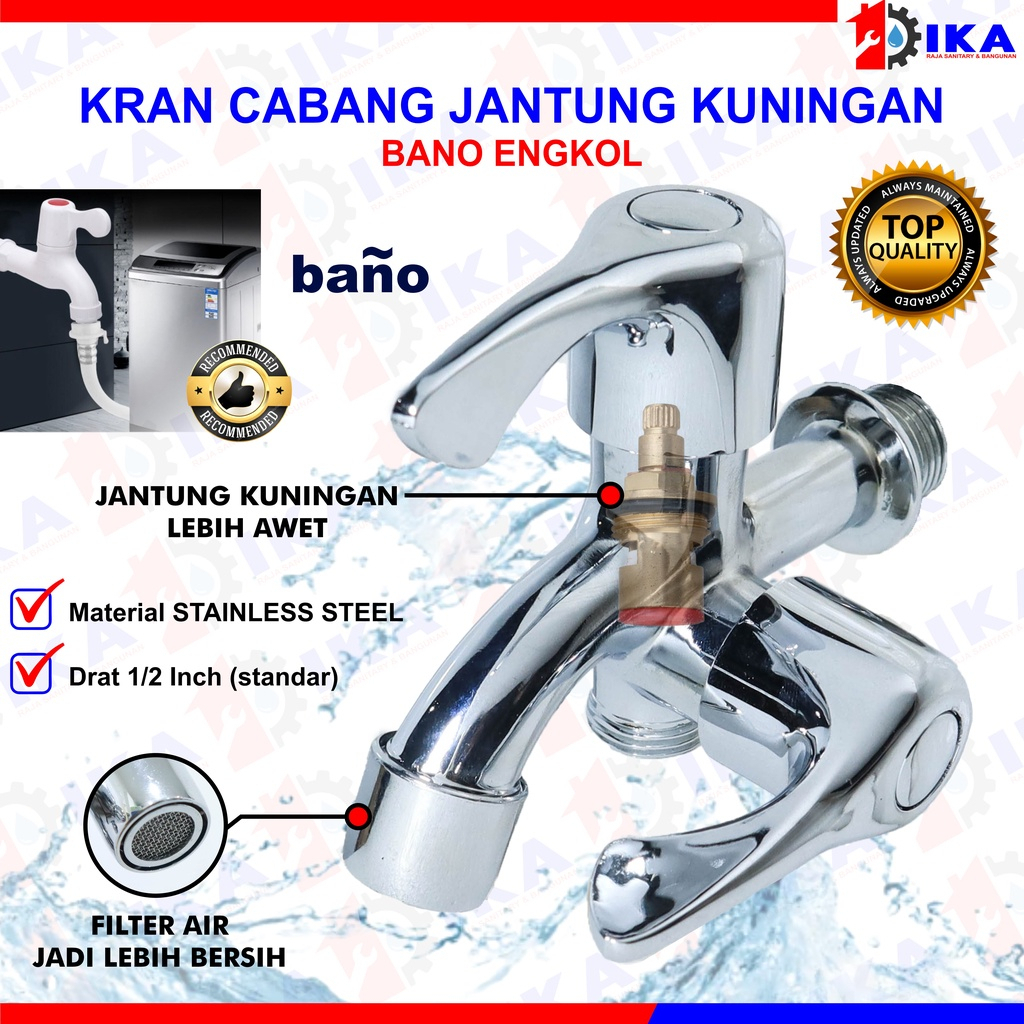 Kran Tembok Cabang Kran Cabang Keran Kran Shower Mixer Double / Kran Cabang Shower 2 - Kran Double Engkol Kran Stainless TERMURAH Kran Shower Cabang Besi Baling Engkol Keran Air Nikel Double Spot Murah