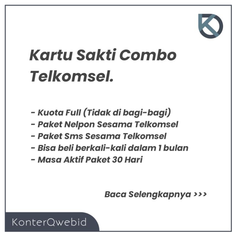 Kartu Sakti Combo Telkomsel (Kuota Full + Paket Nelpon & Sms)