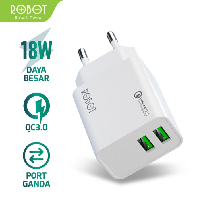 Adaptor Charger Robot 2 Port USB 18W 3A Fast Charging Batok Kepala Casan 3 Ampere Quick Charge BY.SULTAN