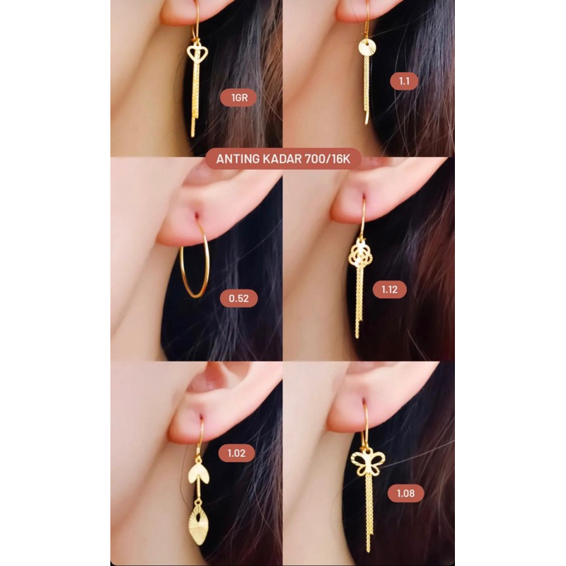 Anting Panjang Model Bunga Full Emas Asli kadar 700 anting koreanstyle