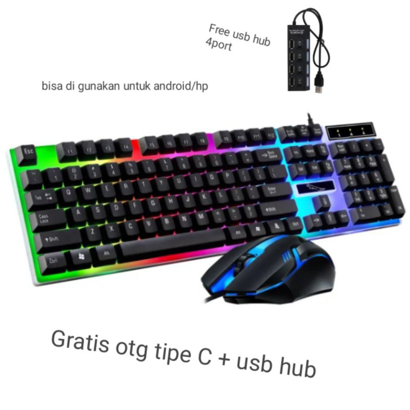 Keyboard gaming+mouse gaming, bisa untuk android/hp