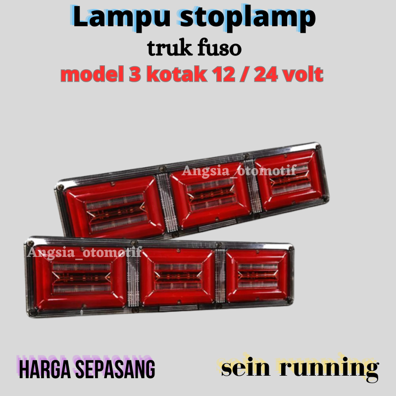 Lampu stoplamp truk Led belakang truk 12 - 24 volt stop lamp truk hino fuso model 3 kotak 12/24 v 47
