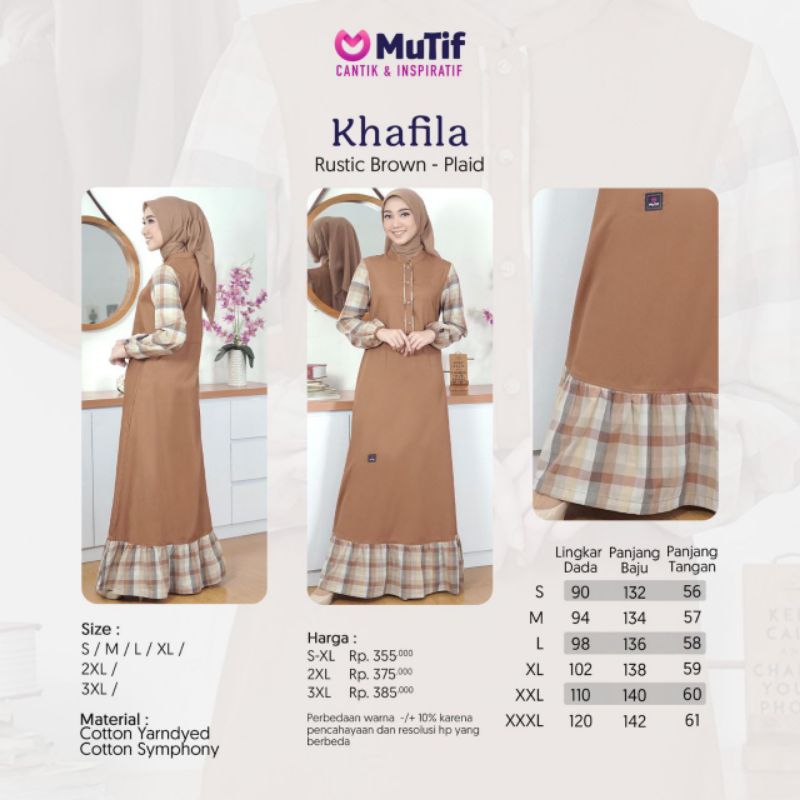 Couple Mutif Khafila dan Khalif Rustic Brown Gamis Khafila Koko Khalif