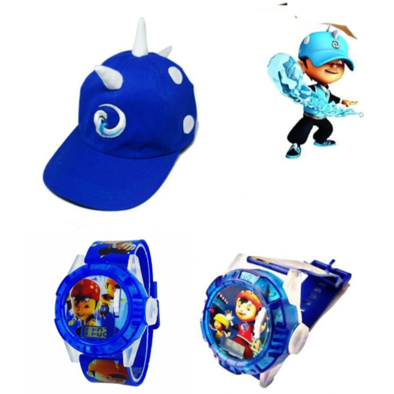 (Cod)Jam Tangan Laser Boiboy+Topi BoBoiboy 1 Paket Hemat Murah(Dikirik Jakarta)