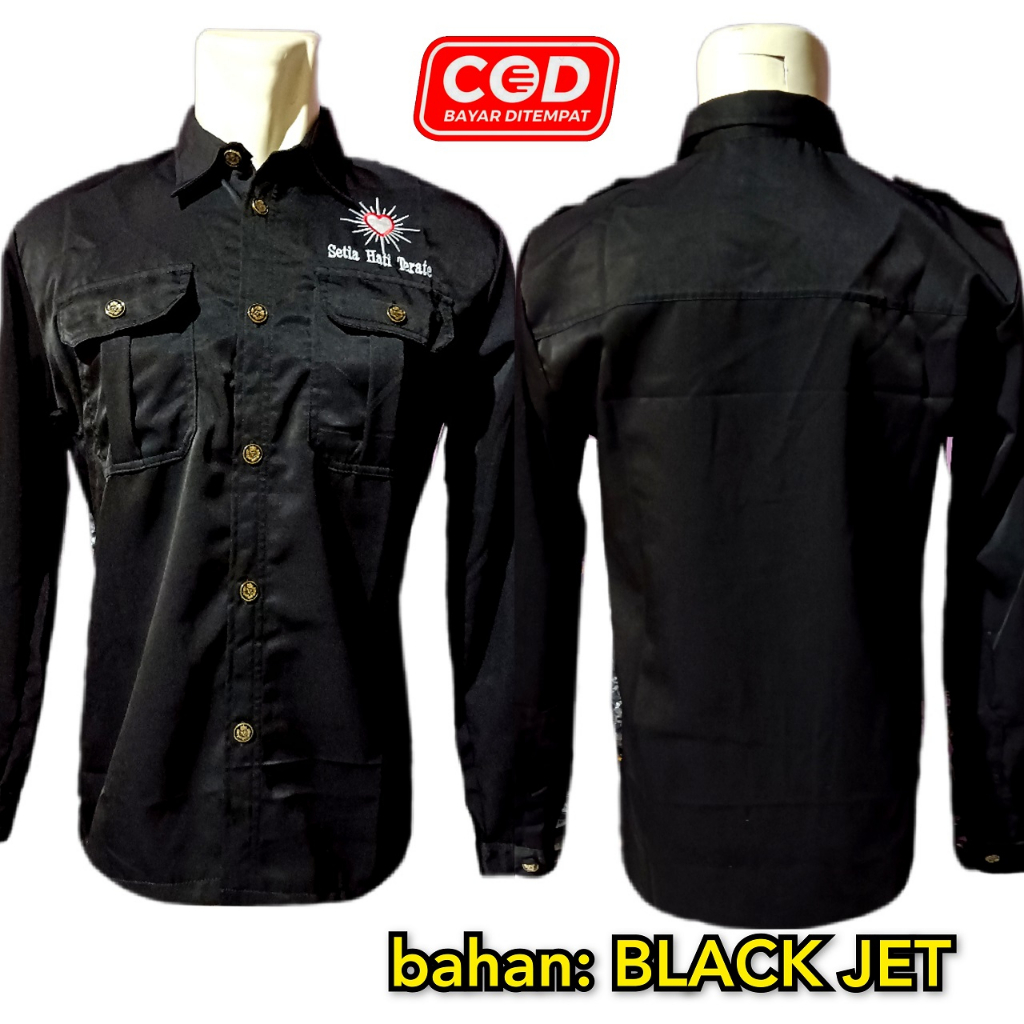 KEMEJA BORDIR PSHT SIMPEL PANJANG-KEMEJA PSHT BLACK JET-KEMEJA PSHT DISTRO-BAJU PSHT LENGAN PANJANG