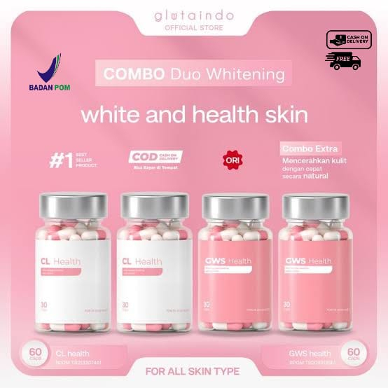 TERLARIS DUO WHITENING (20+20) KAPSUL GWS Skin CL Skin 7x Extra Whitening Skin Booster Kapsul Pemuti