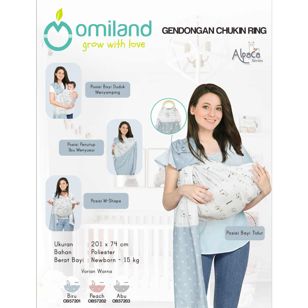 Omiland Gendongan Bayi Cukin Ring Sling Alpaca Rainbow Series Chukin Ringsling Multifungsi