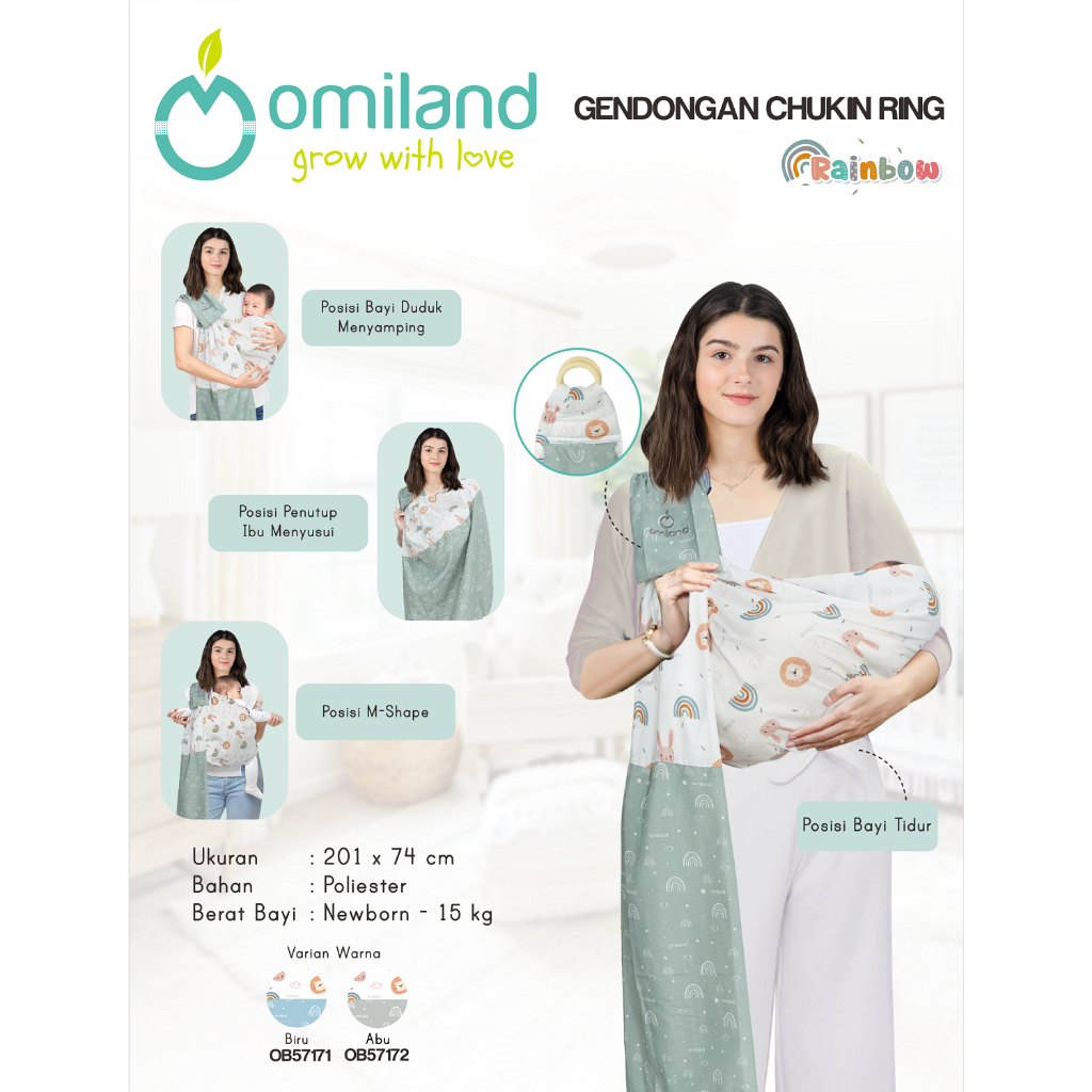 Omiland Gendongan Bayi Cukin Ring Sling Alpaca Rainbow Series Chukin Ringsling Multifungsi