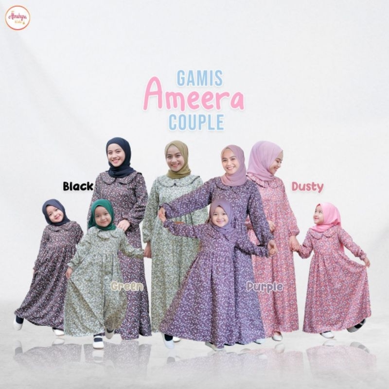 GAMIS AMEERA COUPLE KIDS (SET HIJAB) & MOM (TANPA HIJAB) BY ALMAHYRA