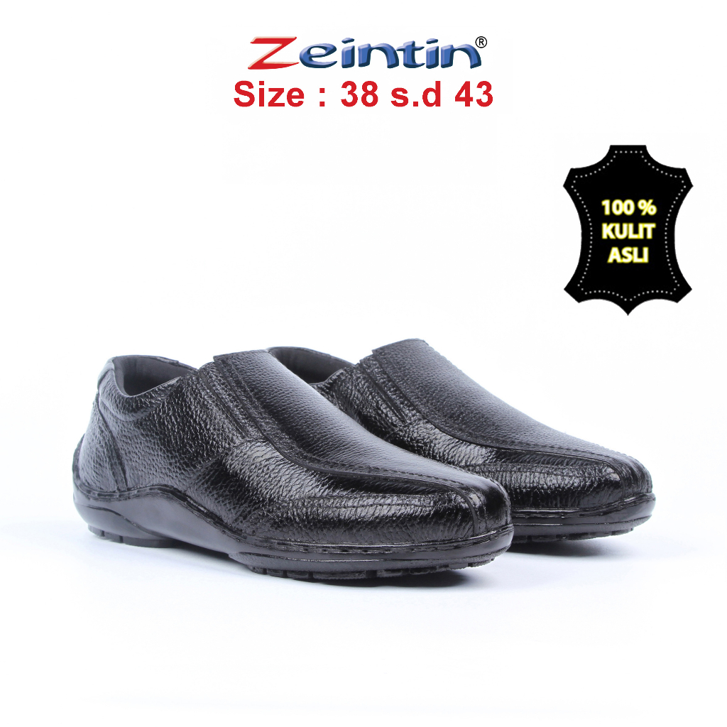 Zeintin - Sepatu Kulit Pria Pantofel Kasual Sepatu Formal Kerja Kantor Kuliah Sepatu Santai AJ