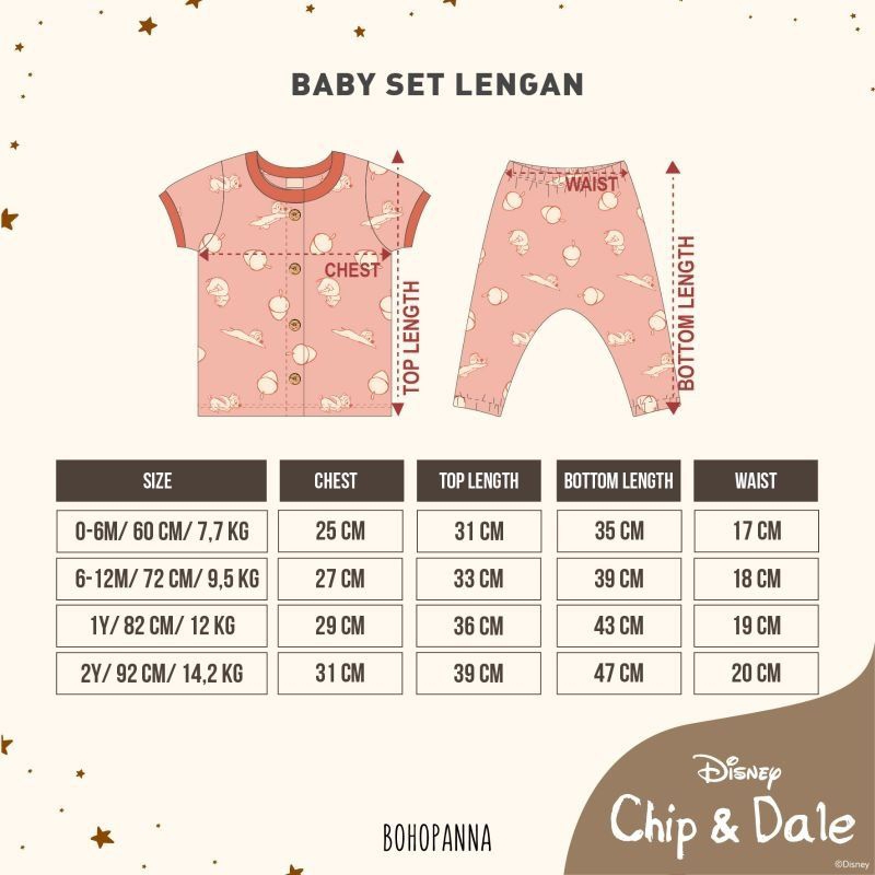 BohoPanna - Baby Set Lengan Print / Boho Panna 0-2th