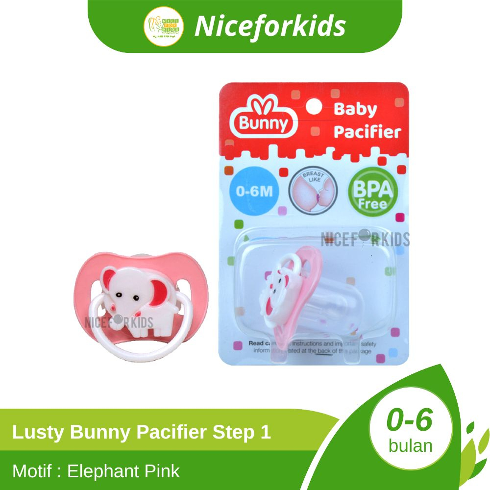 Lusty Bunny Baby Pacifier Silicone / Empeng Dot Bayi Step 1 (0-6 Bulan)