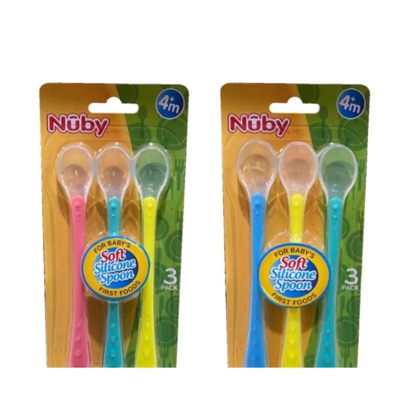 Nuby Silicone Weaning Spoon 3Pack || Sendok Makan Bayi