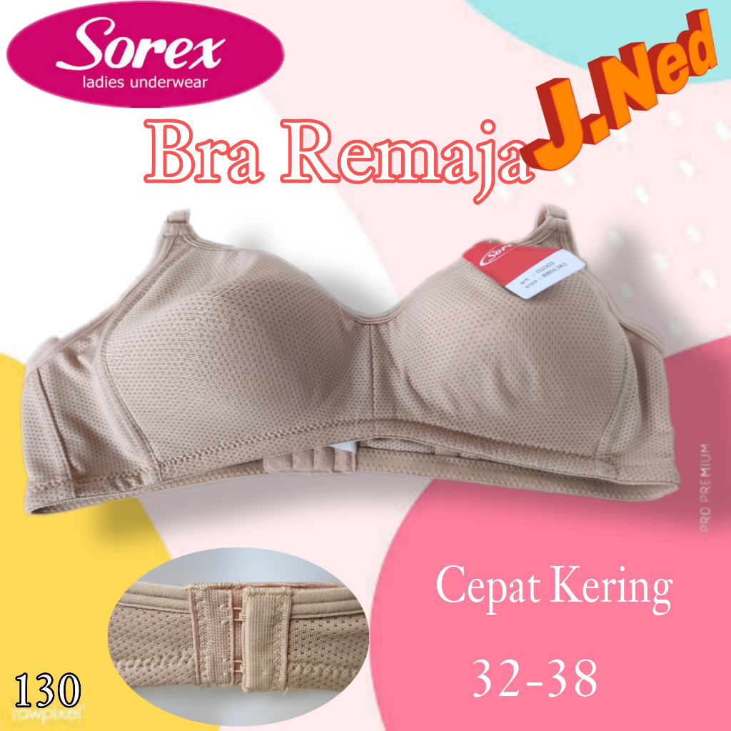 J130 BRA WANITA SOREX TANPA KAWAT TANPA BUSA CEPAT KERING CUP B SIZE 32 - 38