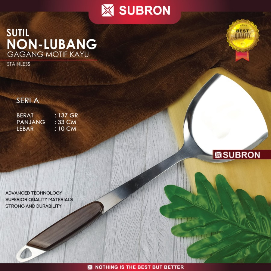 Susuk sutil spatula centong gagang coklat Stainless steel - SUBRON