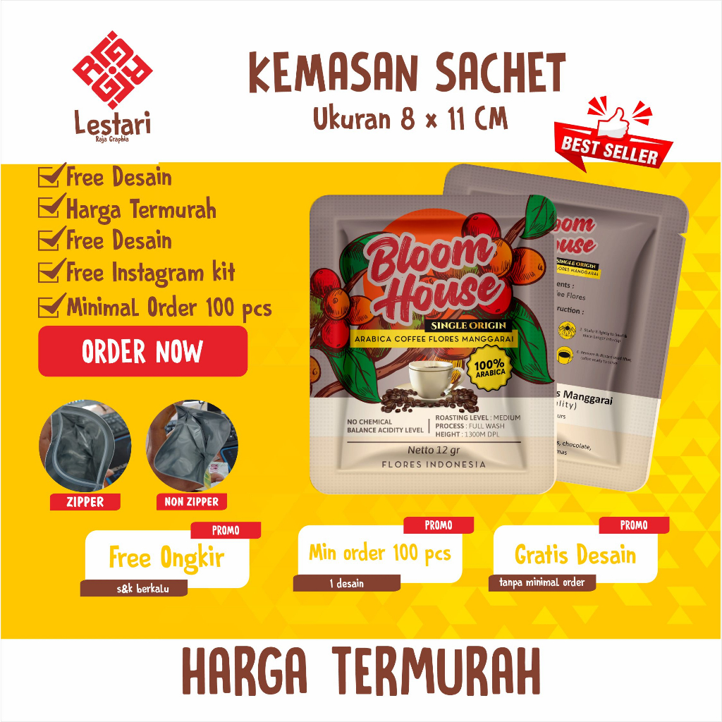 (TERMURAH) 8x11 CM - CETAK KEMASAN SACHET FULL PRINTING