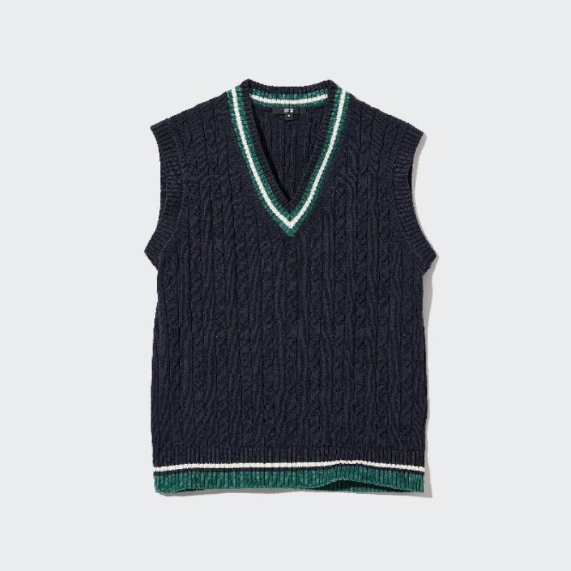 KNIT VEST UNIQLO CABLE V NECK VEST ORIGINAL PRELOVED