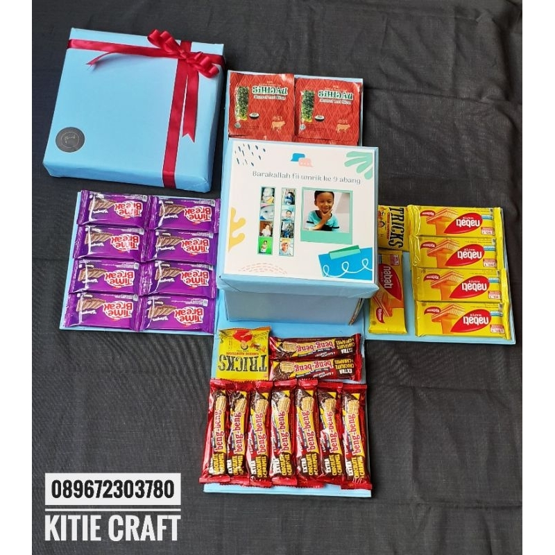 

exploding explotion box snack kado ulang tahun FREE print foto dan ucapan