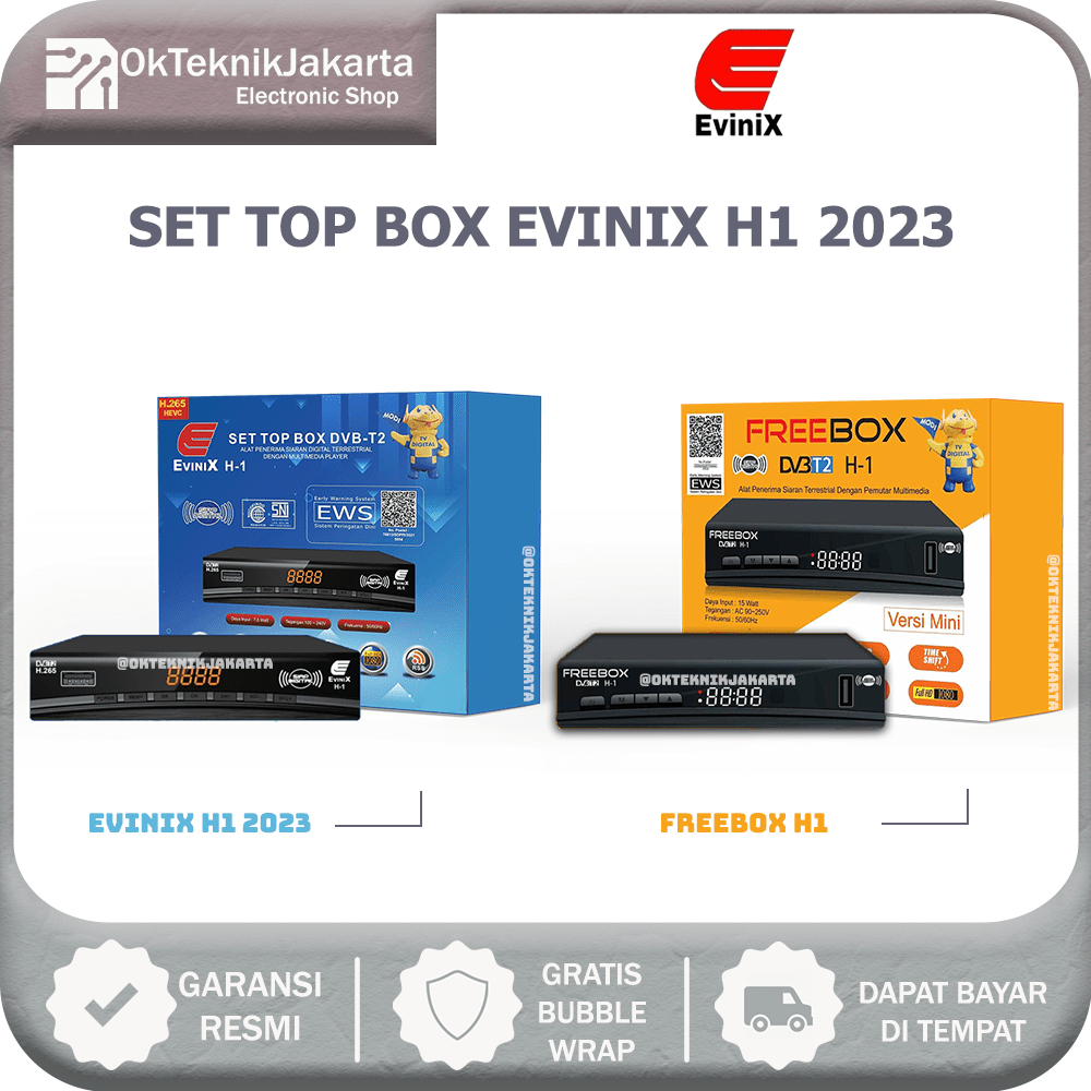 [GRATIS ONGKIR ] SET TOP BOX TV DIGITAL EVINIX H1 DVB T2 HD EWS / SET TOP BOX TV DIGITAL EVINIX H1 / ALAT TV DIGITAL SET TOP BOX / STB TV DIGITAL FREEBOX H1 DVB T2