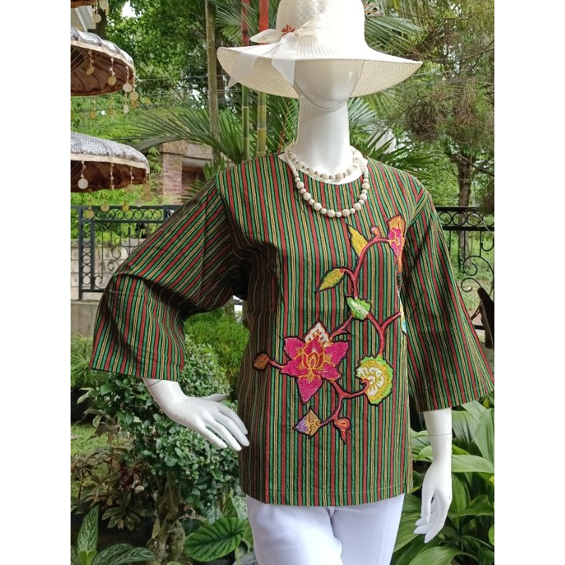 BLOUSE LONCENG LURIK BORDIR ATASAN WANITA KERJA KANTOR HANGOUT FORMAL/INFORMAL OUTFIT SIMPEL