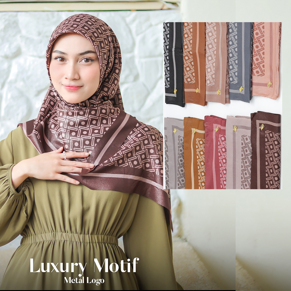 Jilbab Segiempat LUXURY PRINT UMAMA kode YD motif bahan Cotton Lurex original PREMIUM