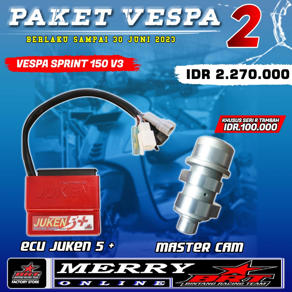 Paket 2 BRT Juken 5 Plus dan Master Cam Vespa Sprint 3V