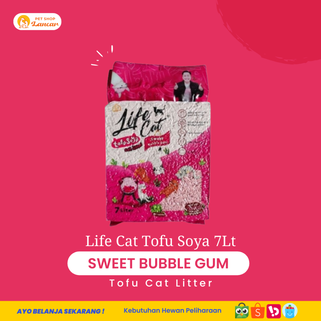 Life Cat Tofu Soya 7 Liter Pasir Kucing Gumpal Wangi Bubble Gum