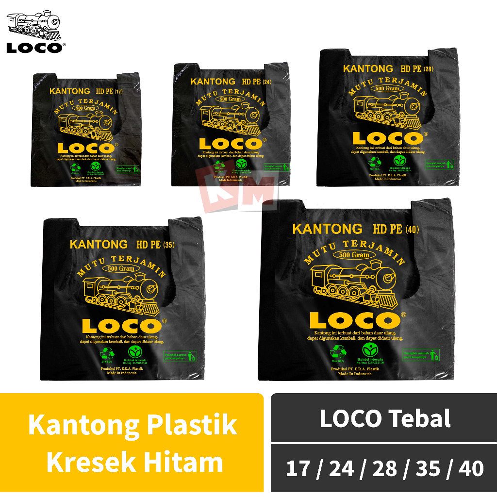 Kantong Plastik Kresek Loco Tebal Hitam HD PE Ukuran 17 24 28 35 40