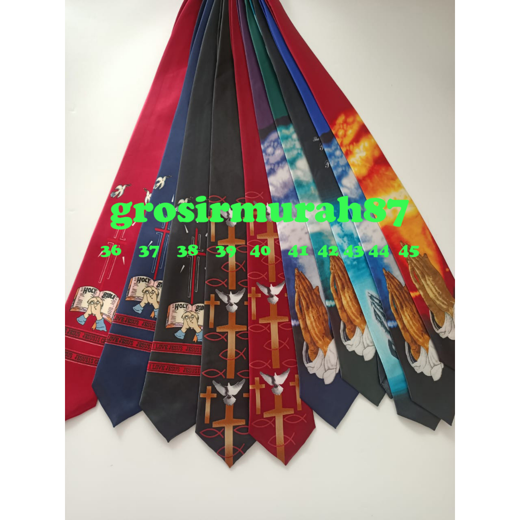 Dasi Motif Rohani salib natal paskah instant dan manual ready stok hitam navy merah silver