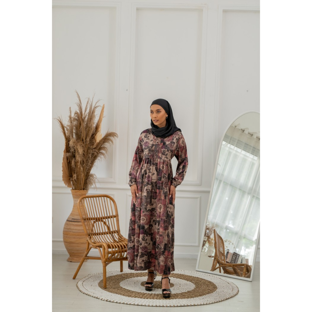 Gamis Terbaru 2024 modern keninian - Gamis by QUTUN - warna Purple Mauve Ungu -Gamis dress lebaran s