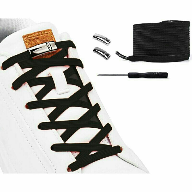 Tali Sepatu Magnetic Lazy Lace No Tie Shoelaces 1 Pair t9 Black