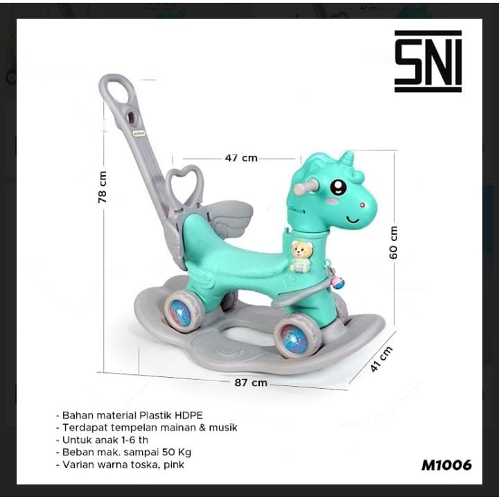 Happy Play 3 in 1 Rocking Horse. Mainan kuda-kudaan Balance Bike 3in1 Rocking Horse Ride On M1006