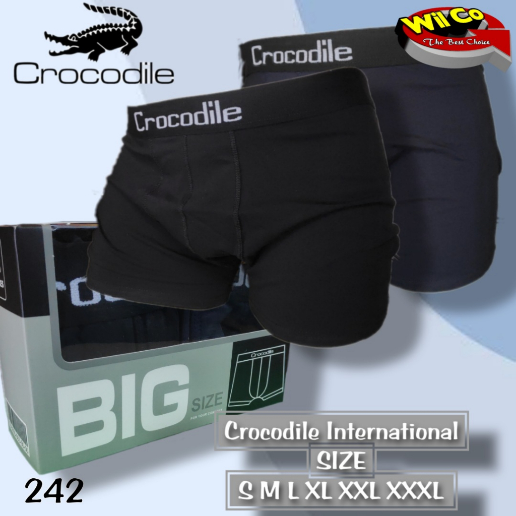 K242D - (DIJUAL PER 1 BOX ISI 2 Pcs) CELANA DALAM BOXER PRIA CROCODILE SIZE S - 3XL