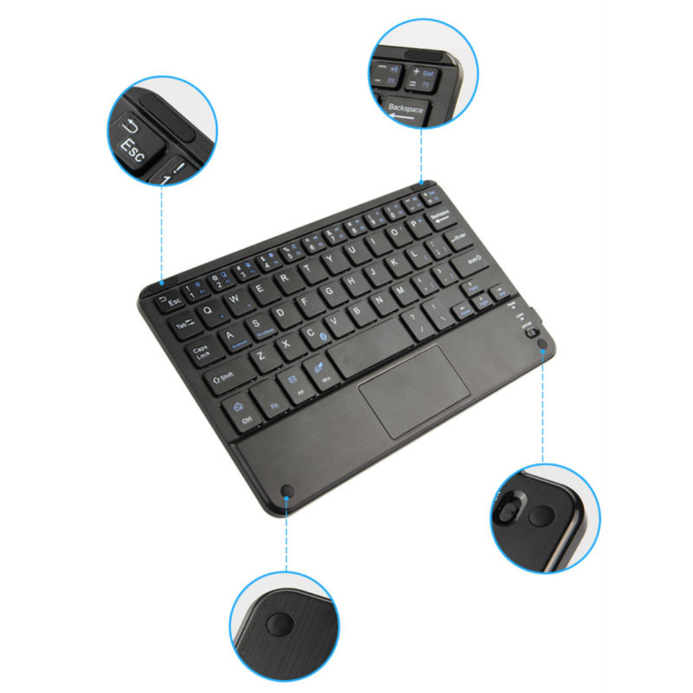 Keyboard Wireless Bluetooth 8 Inch with Touchpad - WD20 - Black