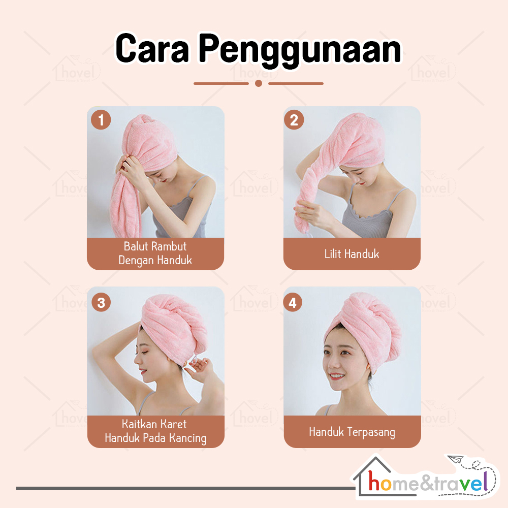 HOVELSHOP Handuk Rambut Keramas Lap Pengering Kepala Head Towel Fast Dry Microfiber