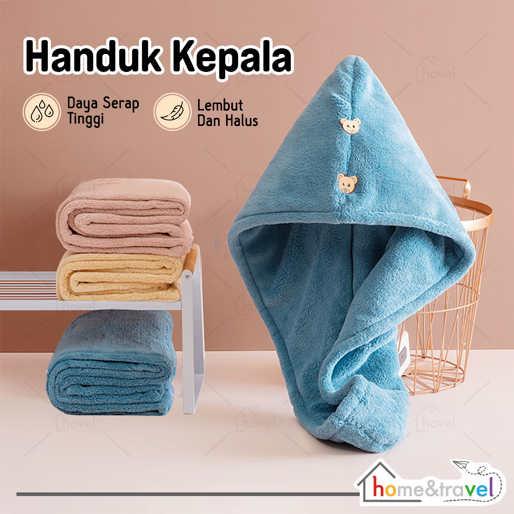 HOVELSHOP Handuk Rambut Keramas Lap Pengering Kepala Head Towel Fast Dry Microfiber