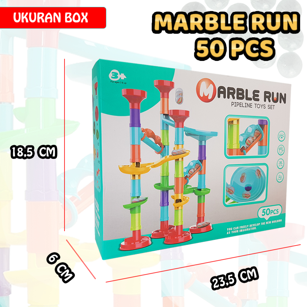 Mainan Bola Pipa Marble Run Isi 50PCS / Pipeline Toys Set / Pipa Seluncur Kelereng 8803