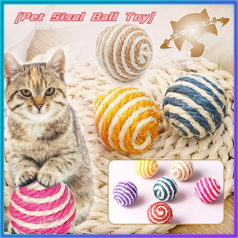 Bola Rajut Mainan Hewan Peliharaan Pembersih Gigi Pelatihan Interaktif Aksesoris Hewan Peliharaan Bola Untuk Cakar Kucing Pelengkapan Kucing Peliharaan
