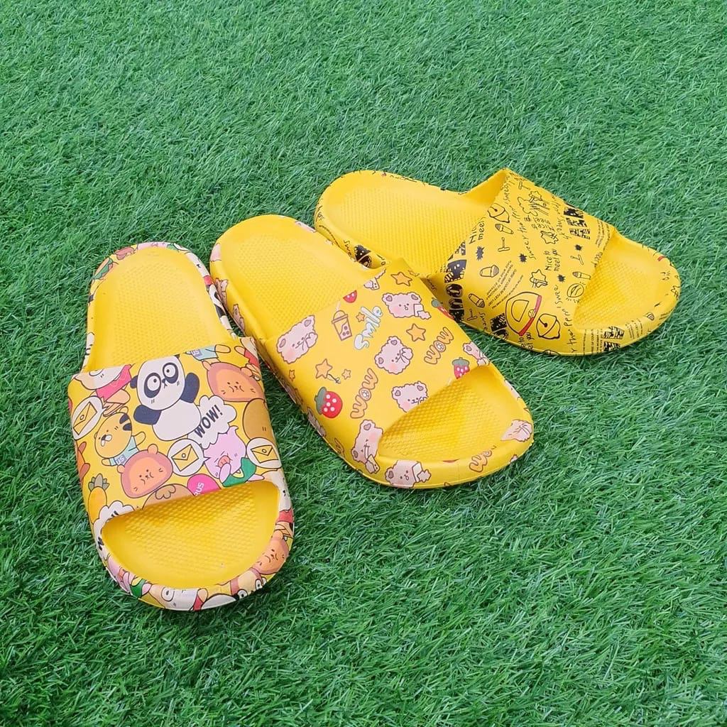 WJ1555 Sandal Slop Motif Lucu &amp; Imut / Sandal Fashion Wanita